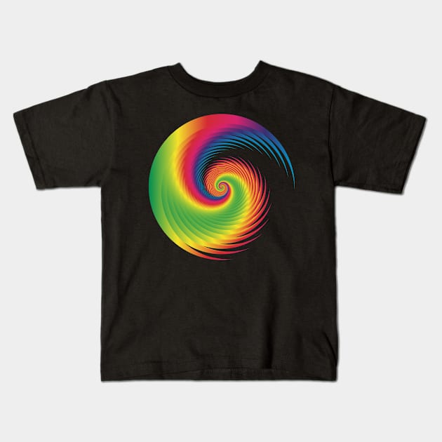 multicolored spiral in black Kids T-Shirt by desingmari